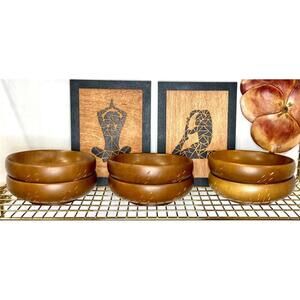 Set of 6 Vintage Baribocraft Canada Wooden Bowls – Mid-Century Modern Maple Wood